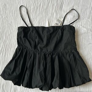 NWT Abercrombie & Fitch Bubble Hem Babydoll Top or Dress in Black, Sz. L
